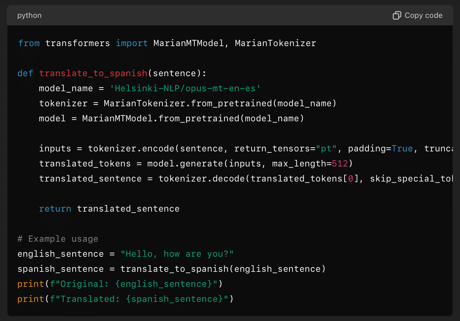 task specific code generation